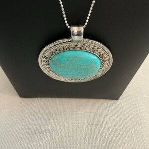 Howlite Vintage inspired silver Tone Statement Necklace